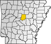 Map showing Faulkner County location within the state of Arkansas